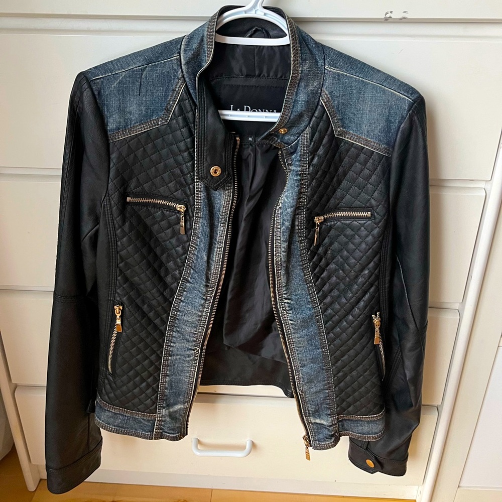 Denim pleather jacket